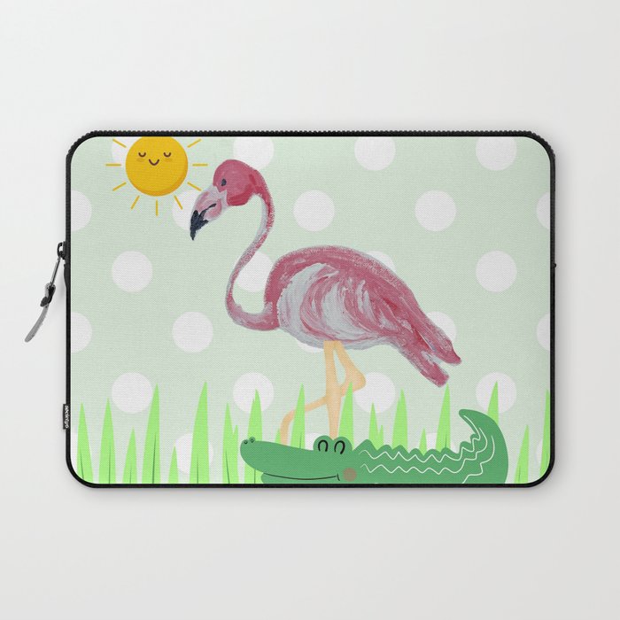 Flamingo Alligator kids babies design polka dots Laptop Sleeve