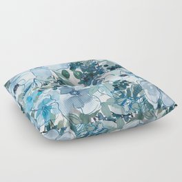 Blue Floral Floor Pillow