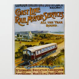 cartel Coast Line Rail Motor Services Poster