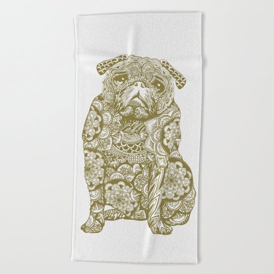 Mandala Pug Beach Towel