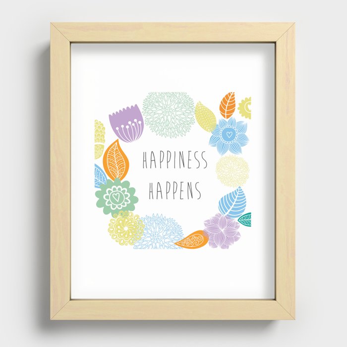 Happiness Happens Recessed Framed Print