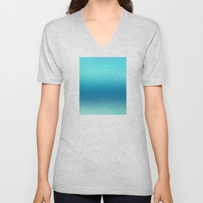 Soft ikat pattern - Blue V Neck T Shirt