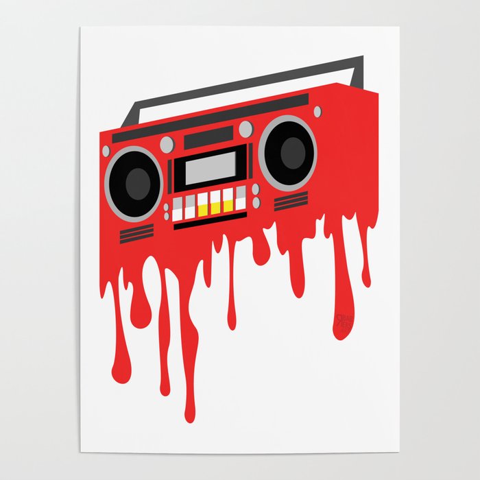 Boombox Paint Splatter Poster