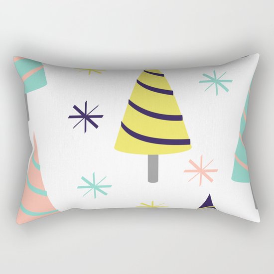 Colorful Christmas Trees Rectangular Pillow