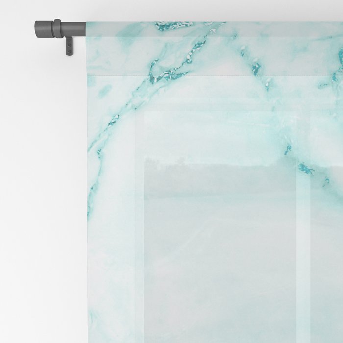 Teal Mermaid Glitter Marble Sheer Curtain by UtART