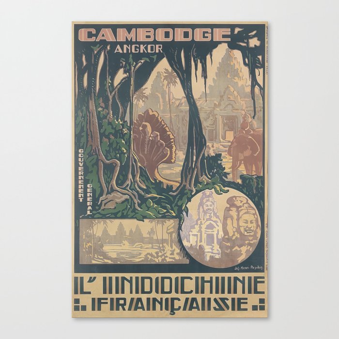 Cambodia Angkor Wat Travel Poster Canvas Print