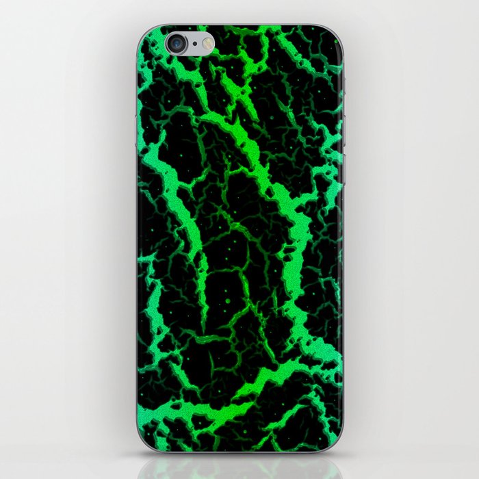 Cracked Space Lava - Cyan/Green iPhone Skin