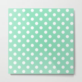 Polka Dots (White & Mint Pattern) Metal Print | Patterns, Decorative, Spotty, Vintage, Pattern, Polkadots, Patterned, Decoration, Feminine, Pretty 