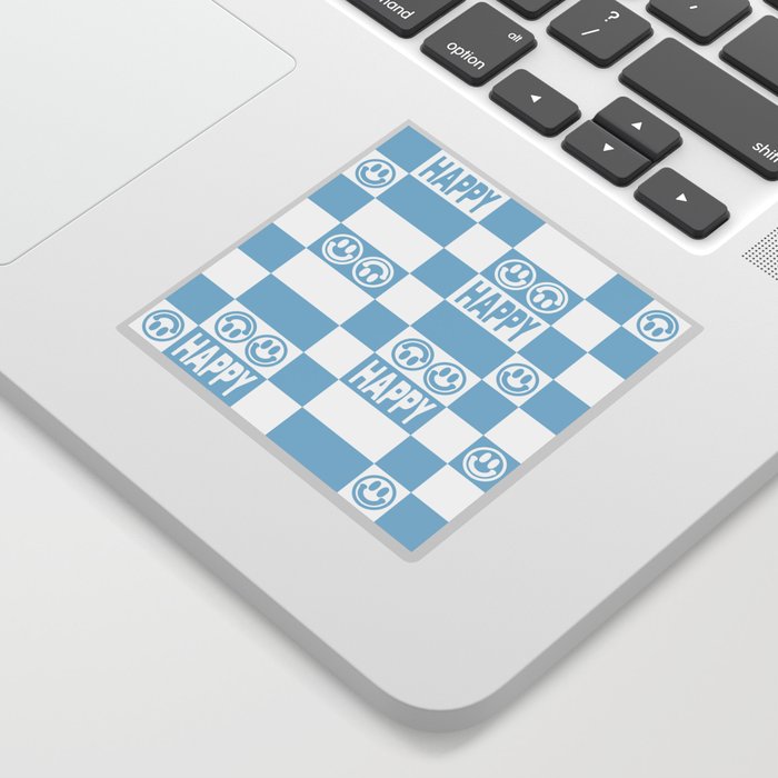 HAPPY Checkerboard (Morning Sky Light Blue Color) Sticker