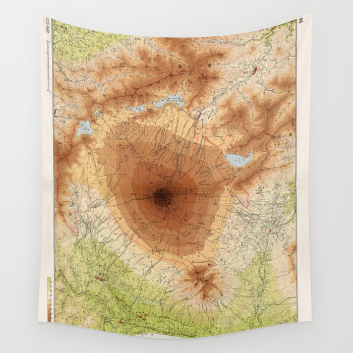 1956 Map of Mount Fuji, Japan Wall Tapestry by ginneko  Society6