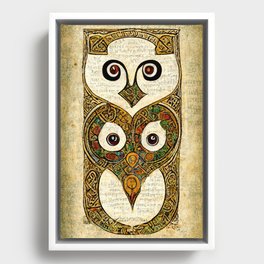 Owl, in the style of Book of Kells Framed Canvas