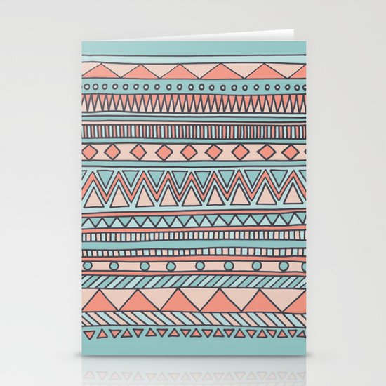 Tribal #4 (Coral/Aqua) Stationery Cards