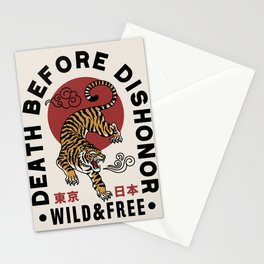 Asian Style Tiger Illustration With Slogans And Tokyo Japan Words In Japanese Artwork Stationery Cards