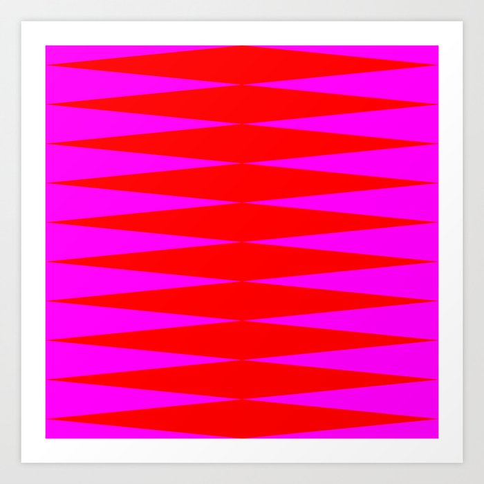 Pink and Orange Red ZigZag Abstract - Vibrant colors - Fresh Summer mood #decor #society6 #buyart Art Print