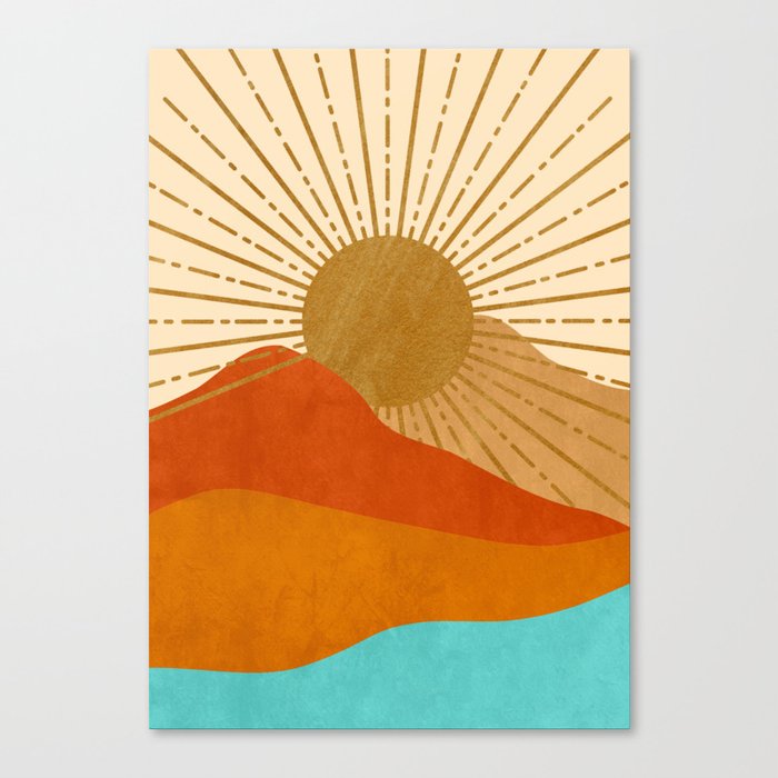 Sunshine Tropical Landscape, Modern Wall Art Canvas Print