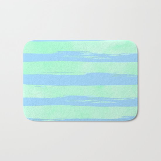 Trendy Stripes Blue Raspberry + Mint Meringue Bath Mat