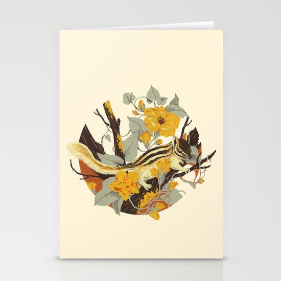 Chipmunk & Morning Glory Stationery Cards