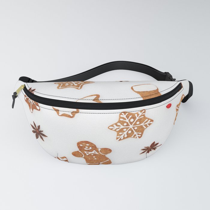 Christmas Pattern Made of Gingerbread Cookies Fanny Pack
