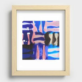 Alcohol Ink Art | Blue Stripe Recessed Framed Print