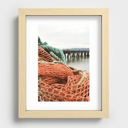 Orange Nets Boat Commercial Fishing Boatyard Shipyard Oregon Pacific Ocean Beach Seafood Crab Salmon Fisherman Recessed Framed Print