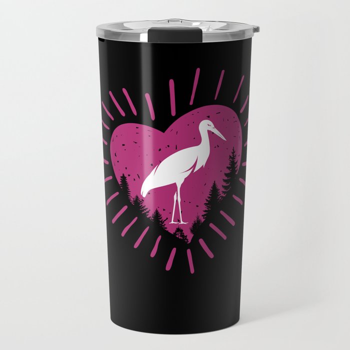 Stork Heart Valentines Day Baby Bird Travel Mug
