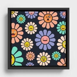 Funny Flowers Framed Canvas
