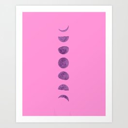 moon phases pink Art Print