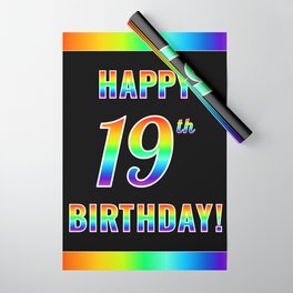 [ Thumbnail: Fun, Colorful, Rainbow Spectrum “HAPPY 19th BIRTHDAY!” Wrapping Paper ]