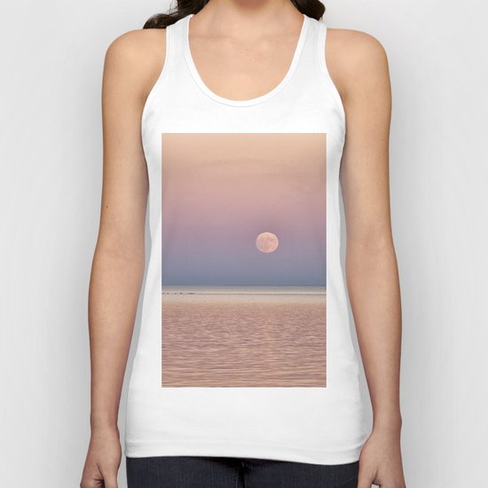 Full Moon rising over the ocean Unisex Tank Top