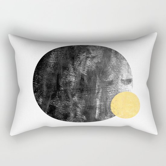 Ripley - abstract marble texture india ink painting minimal white and black with gold canvas art Rectangular Pillow