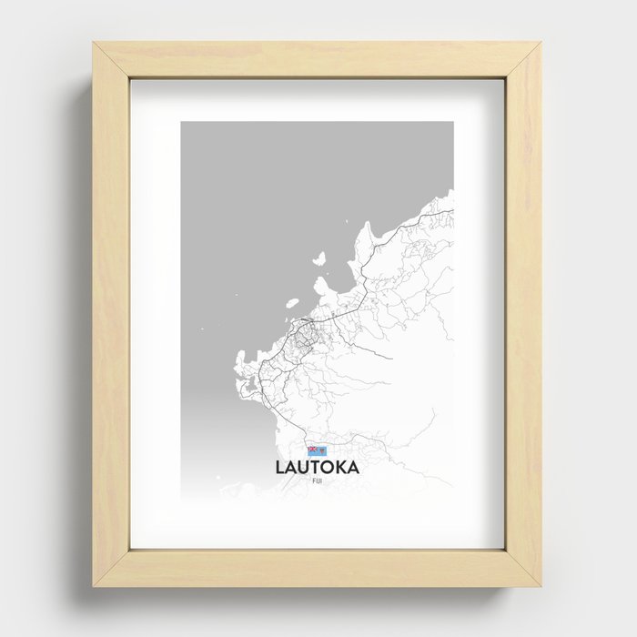 Lautoka, Fiji - Light City Map Recessed Framed Print