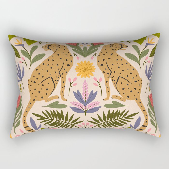 Modern colorful folk style cheetah print  Rectangular Pillow