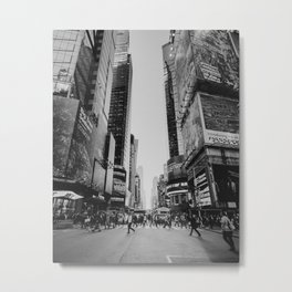 The busy streets of New York City | People crossing NYC crosswalk | Black and white travel photography Metal Print