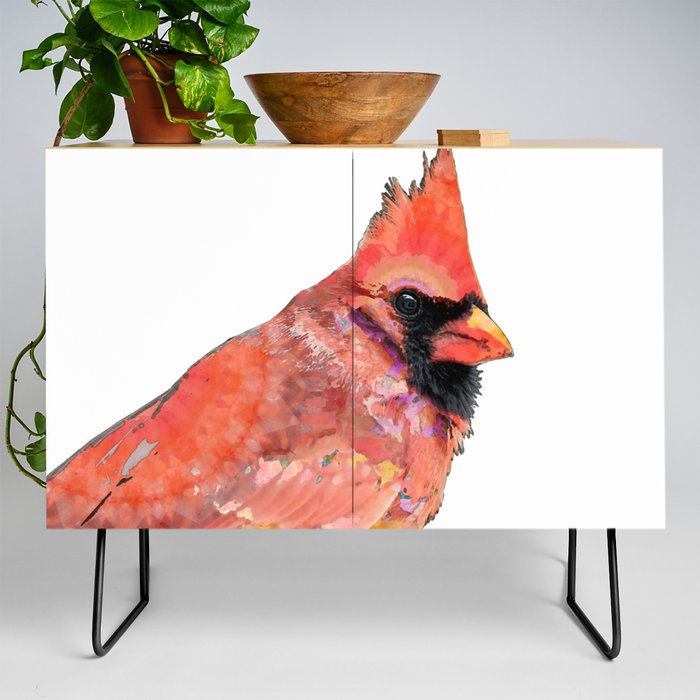 Red Cardinal Bird Art - The Prince by Sharon Cummings Credenza