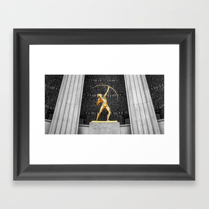 Dallas Tejas Warrior Archer At The Hall Of State In Selective Color Panorama  Framed Art Print