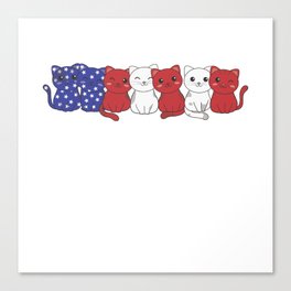 Cat For The Fourth Of July Usa Flag Cats Pile Canvas Print