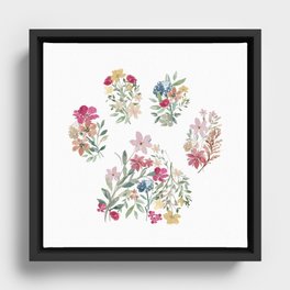 Floral Puppy Paws Framed Canvas