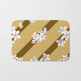 Lines and Flowers Design Bath Mat
