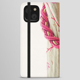 Medieval castle life | Floral pattern on curtains, pink and gold tie backs  iPhone Wallet Case