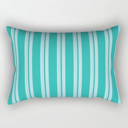 [ Thumbnail: Powder Blue and Light Sea Green Colored Lined/Striped Pattern Rectangular Pillow ]