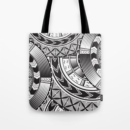 UrbanNesian Black and White Tatau Tote Bag