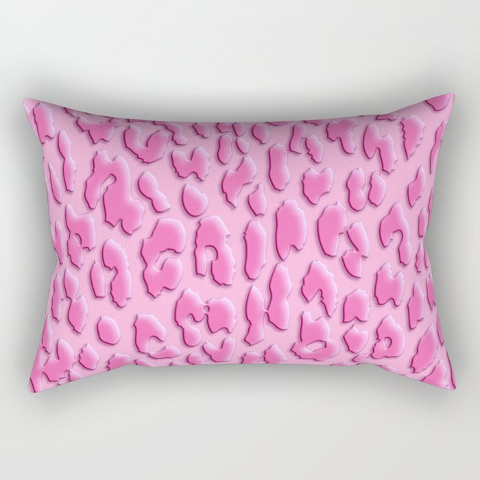 Bright Pink Leopard Print Rectangular Pillow