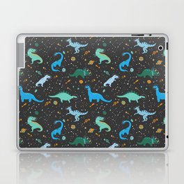 Dinosaurs in Space in Blue Laptop Skin