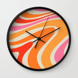 Orange & Red Liquid Modern Abstract Swirl Wall Clock