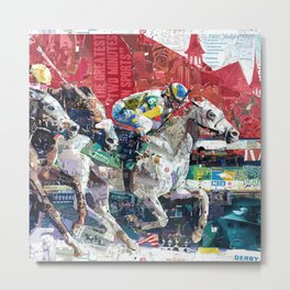 Abstract Race Horses Collage                                         Metal Print