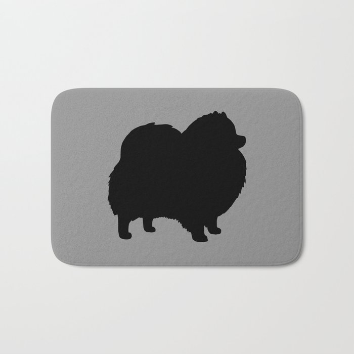 Black Pomeranian Silhouette Bath Mat