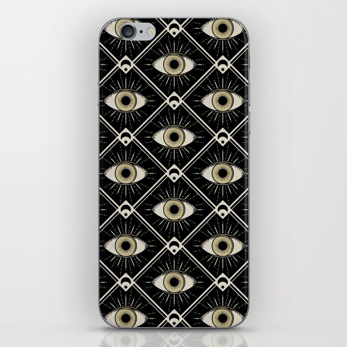 Esoteric eyes and moons geometric on black iPhone Skin