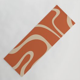 Copacetic Retro Abstract in Mid Mod Burnt Orange and Beige Yoga Mat