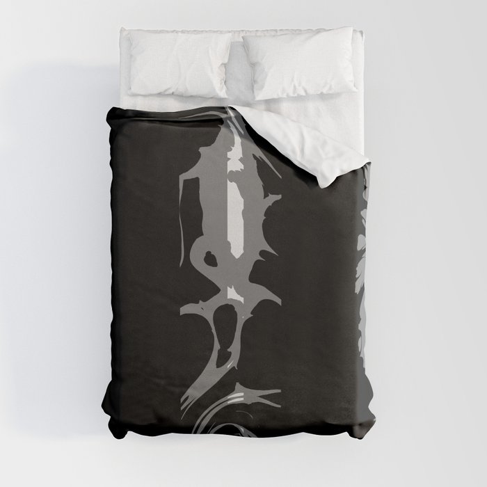 Black Gray and White Abstract 4 Duvet Cover