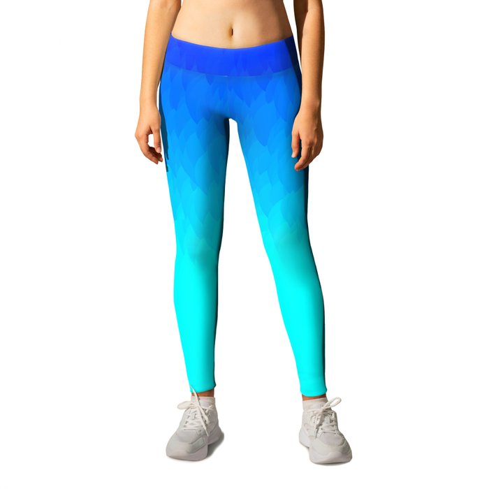 Electric Blue Ombre flames / Light Blue to Dark Blue Leggings by Angela  Chang